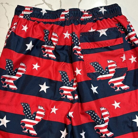 US Polo Association | Stars Stripes Boys Red White Navy Blue Swim Trunks - Picture 8 of 14